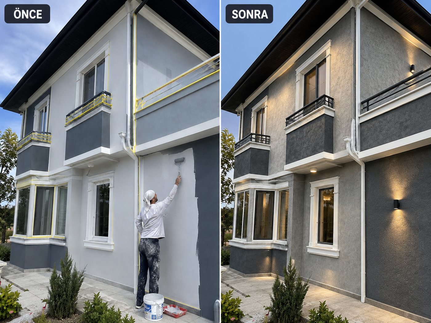 Emrez dış cephe boya öncesi ve sonrası