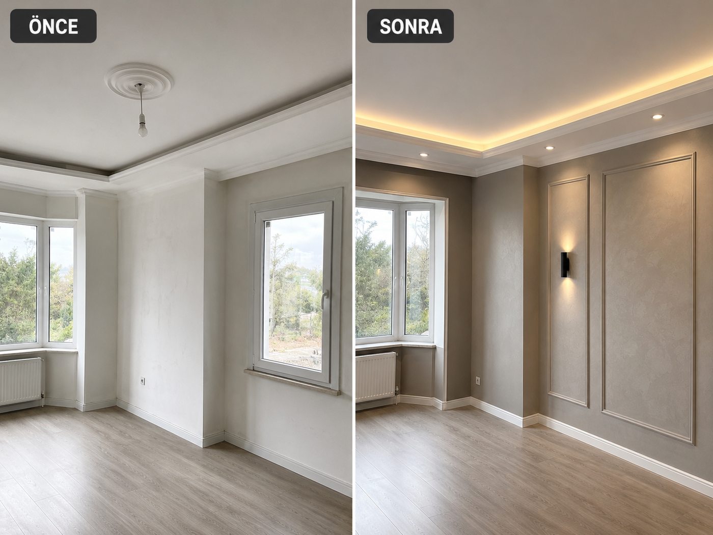 Emrez iç cephe boya öncesi ve sonrası